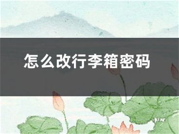 怎么改行李箱密码