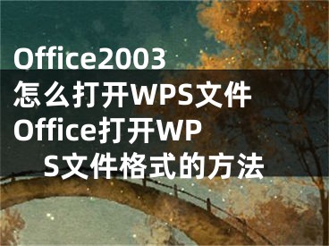 Office2003怎么打开WPS文件 Office打开WPS文件格式的方法
