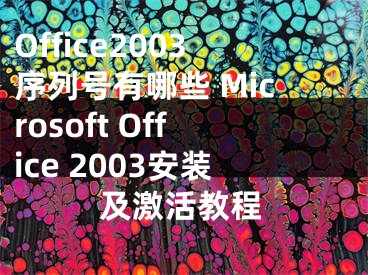 Office2003序列号有哪些 Microsoft Office 2003安装及激活教程