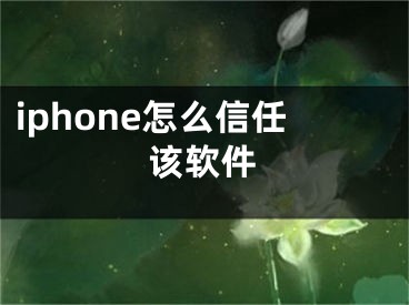 iphone怎么信任该软件