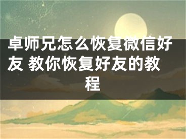 卓师兄怎么恢复微信好友 教你恢复好友的教程