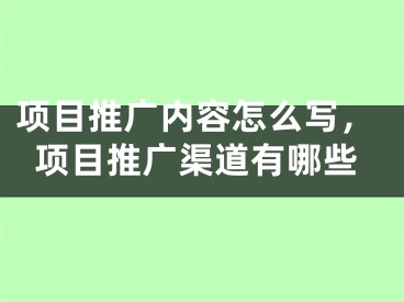 项目推广内容怎么写，项目推广渠道有哪些