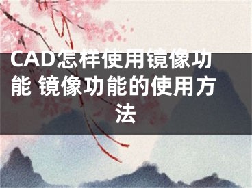 CAD怎样使用镜像功能 镜像功能的使用方法