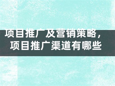 项目推广及营销策略，项目推广渠道有哪些 