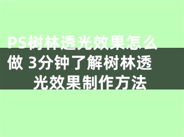 PS树林透光效果怎么做 3分钟了解树林透光效果制作方法