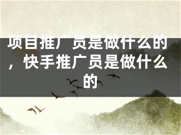 项目推广员是做什么的，快手推广员是做什么的