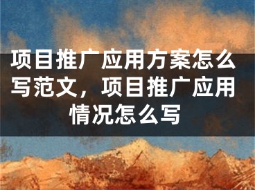 项目推广应用方案怎么写范文，项目推广应用情况怎么写