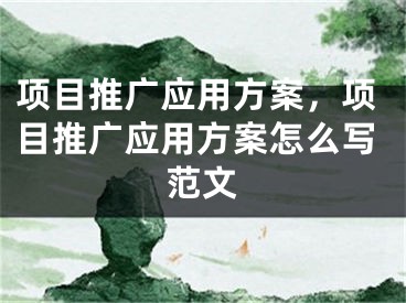 项目推广应用方案，项目推广应用方案怎么写范文