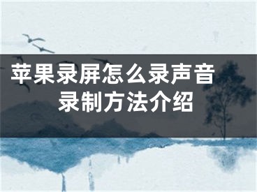 苹果录屏怎么录声音 录制方法介绍