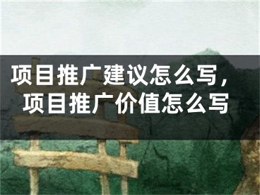 项目推广建议怎么写，项目推广价值怎么写