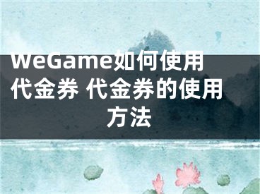 WeGame如何使用代金券 代金券的使用方法