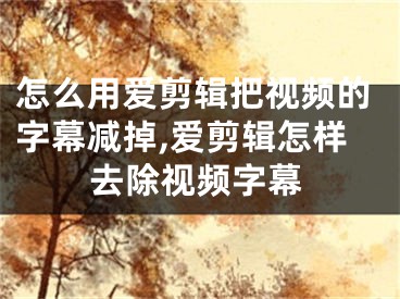 怎么用爱剪辑把视频的字幕减掉,爱剪辑怎样去除视频字幕