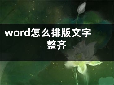 word怎么排版文字整齐