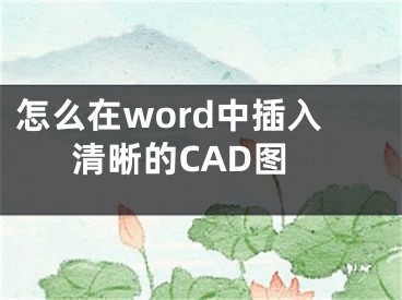 怎么在word中插入清晰的CAD图