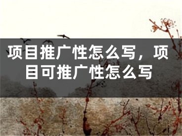 项目推广性怎么写，项目可推广性怎么写