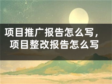 项目推广报告怎么写，项目整改报告怎么写 