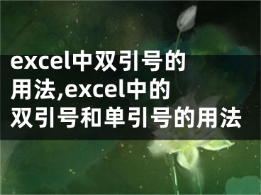 excel中双引号的用法,excel中的双引号和单引号的用法