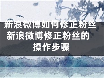 新浪微博如何修正粉丝 新浪微博修正粉丝的操作步骤