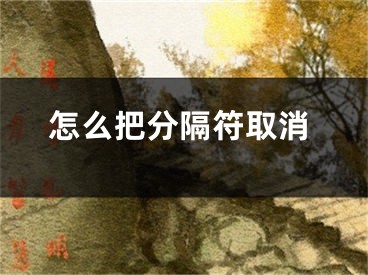 怎么把分隔符取消