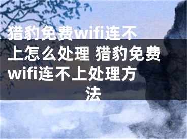 猎豹免费wifi连不上怎么处理 猎豹免费wifi连不上处理方法