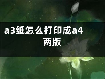 a3纸怎么打印成a4两版