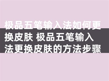 极品五笔输入法如何更换皮肤 极品五笔输入法更换皮肤的方法步骤