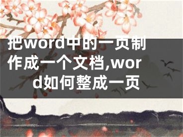 把word中的一页制作成一个文档,word如何整成一页