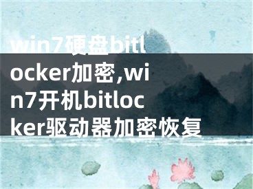 win7硬盘bitlocker加密,win7开机bitlocker驱动器加密恢复