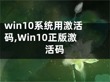 win10系统用激活码,Win10正版激活码