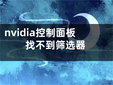 nvidia控制面板找不到筛选器