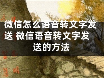 微信怎么语音转文字发送 微信语音转文字发送的方法