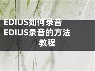 EDIUS如何录音 EDIUS录音的方法教程 