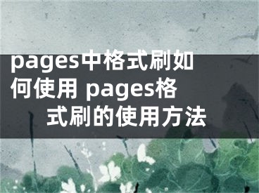pages中格式刷如何使用 pages格式刷的使用方法