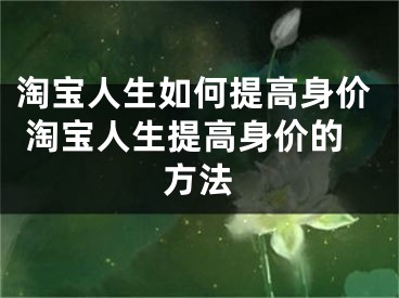 淘宝人生如何提高身价 淘宝人生提高身价的方法