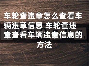 车轮查违章怎么查看车辆违章信息 车轮查违章查看车辆违章信息的方法