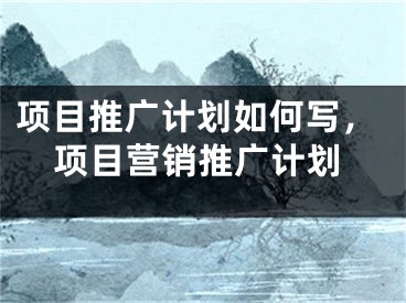 项目推广计划如何写，项目营销推广计划