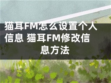 猫耳FM怎么设置个人信息 猫耳FM修改信息方法 