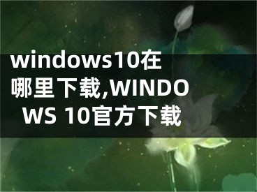 windows10在哪里下载,WINDOWS 10官方下载