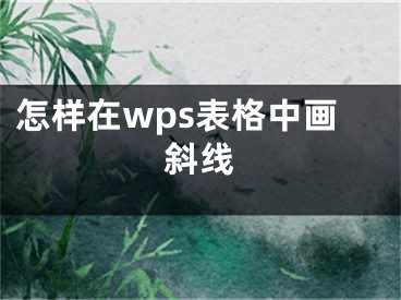 怎样在wps表格中画斜线