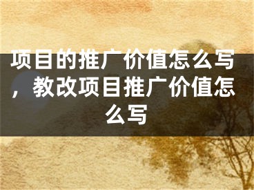 项目的推广价值怎么写，教改项目推广价值怎么写