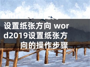 word2019如何设置纸张方向 word2019设置纸张方向的操作步骤