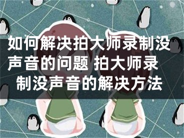 如何解决拍大师录制没声音的问题 拍大师录制没声音的解决方法