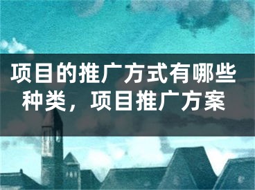 项目的推广方式有哪些种类，项目推广方案