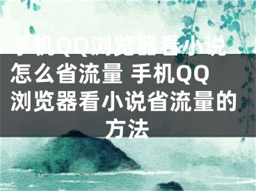 手机QQ浏览器看小说怎么省流量 手机QQ浏览器看小说省流量的方法