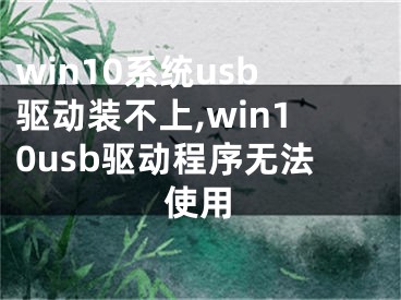 win10系统usb驱动装不上,win10usb驱动程序无法使用