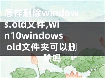 怎样删除windows.old文件,win10windows old文件夹可以删除吗