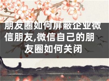 朋友圈如何屏蔽企业微信朋友,微信自己的朋友圈如何关闭