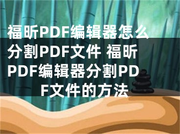 福昕PDF编辑器怎么分割PDF文件 福昕PDF编辑器分割PDF文件的方法