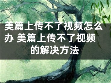 美篇上传不了视频怎么办 美篇上传不了视频的解决方法
