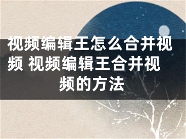 视频编辑王怎么合并视频 视频编辑王合并视频的方法